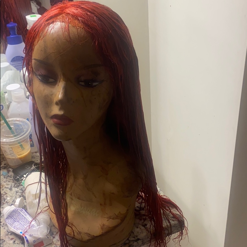 Wavy Red human hair lace front wig ❤️